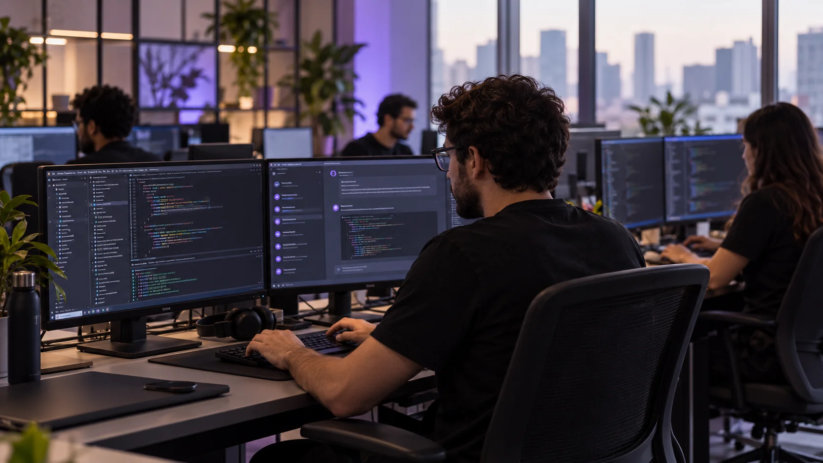 Especialistas operando agentes de IA no desenvolvimento de software