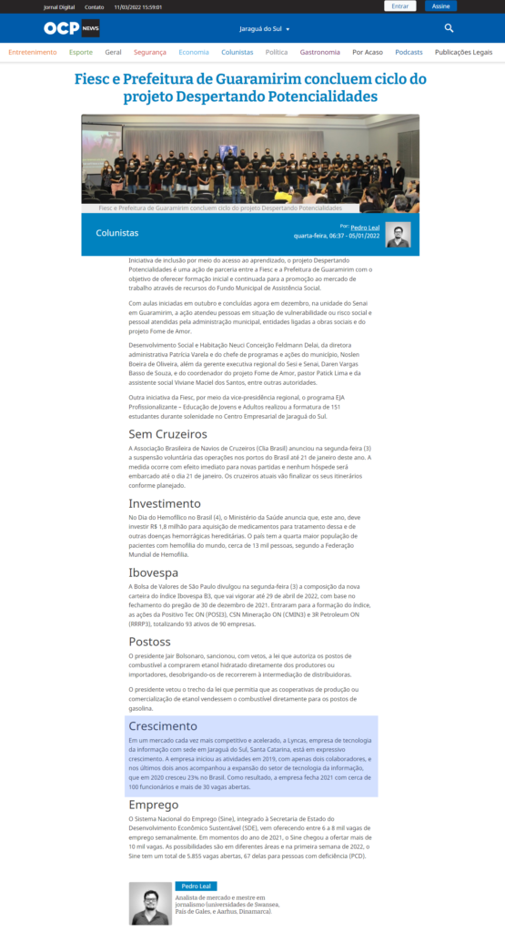 Nota OCP News - Lyncas